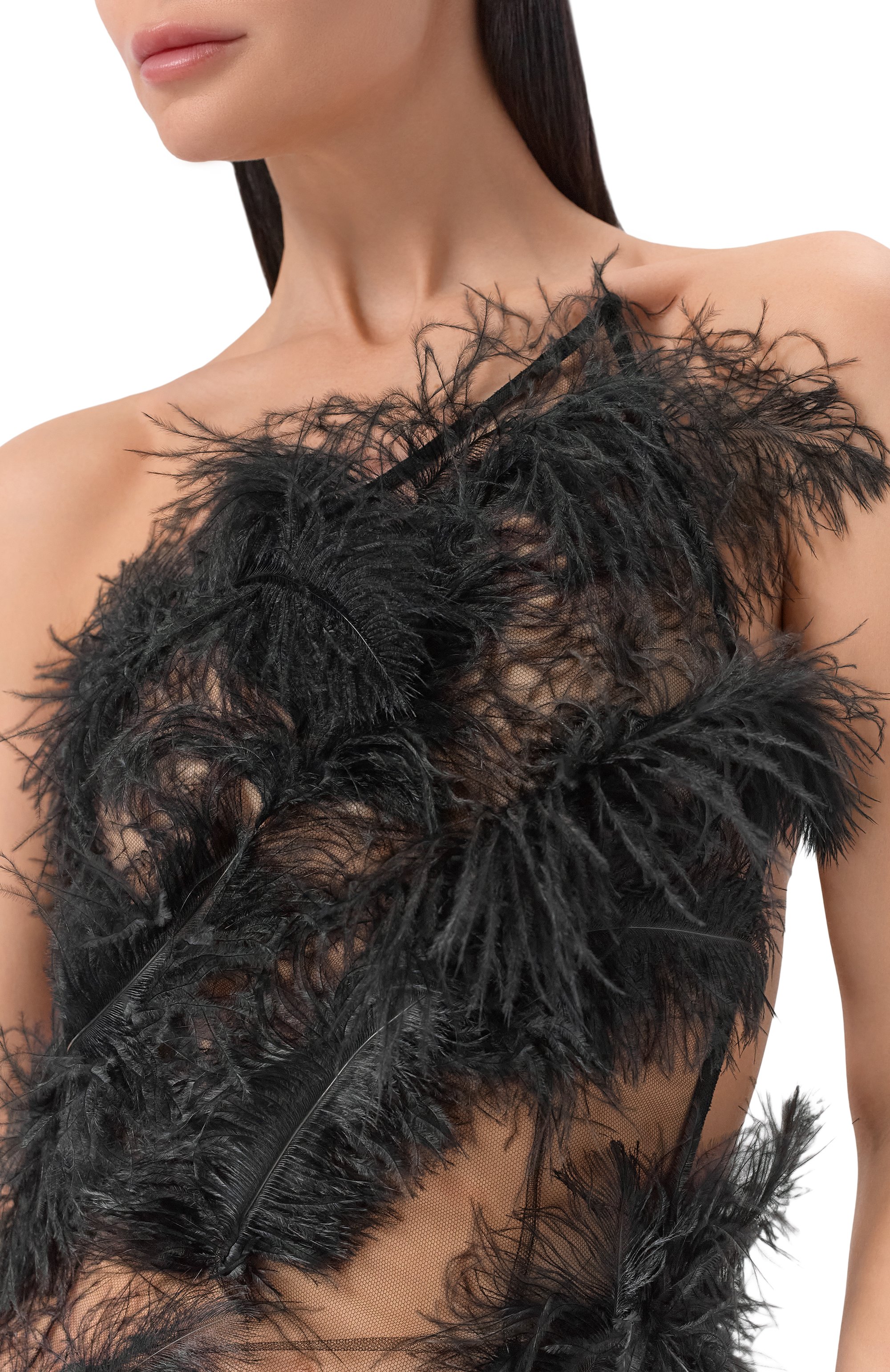 Платье с отделкой перьями THE ATTICO, арт. 260WCW00297/EMB013RA, фото 4