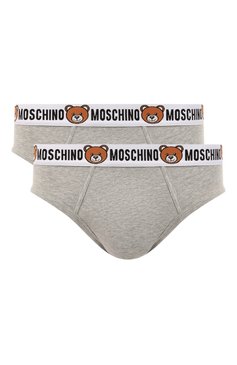 Мужские комплект из двух брифов MOSCHINO серого цвета, арт. 231V1/A1385/4402 | Фото 1 (Кросс-КТ: бельё; Материал сплава: Проставлено; Нос: Не проставлено; Материал внешний: Хлопок; Мужское Кросс-КТ: Трусы)