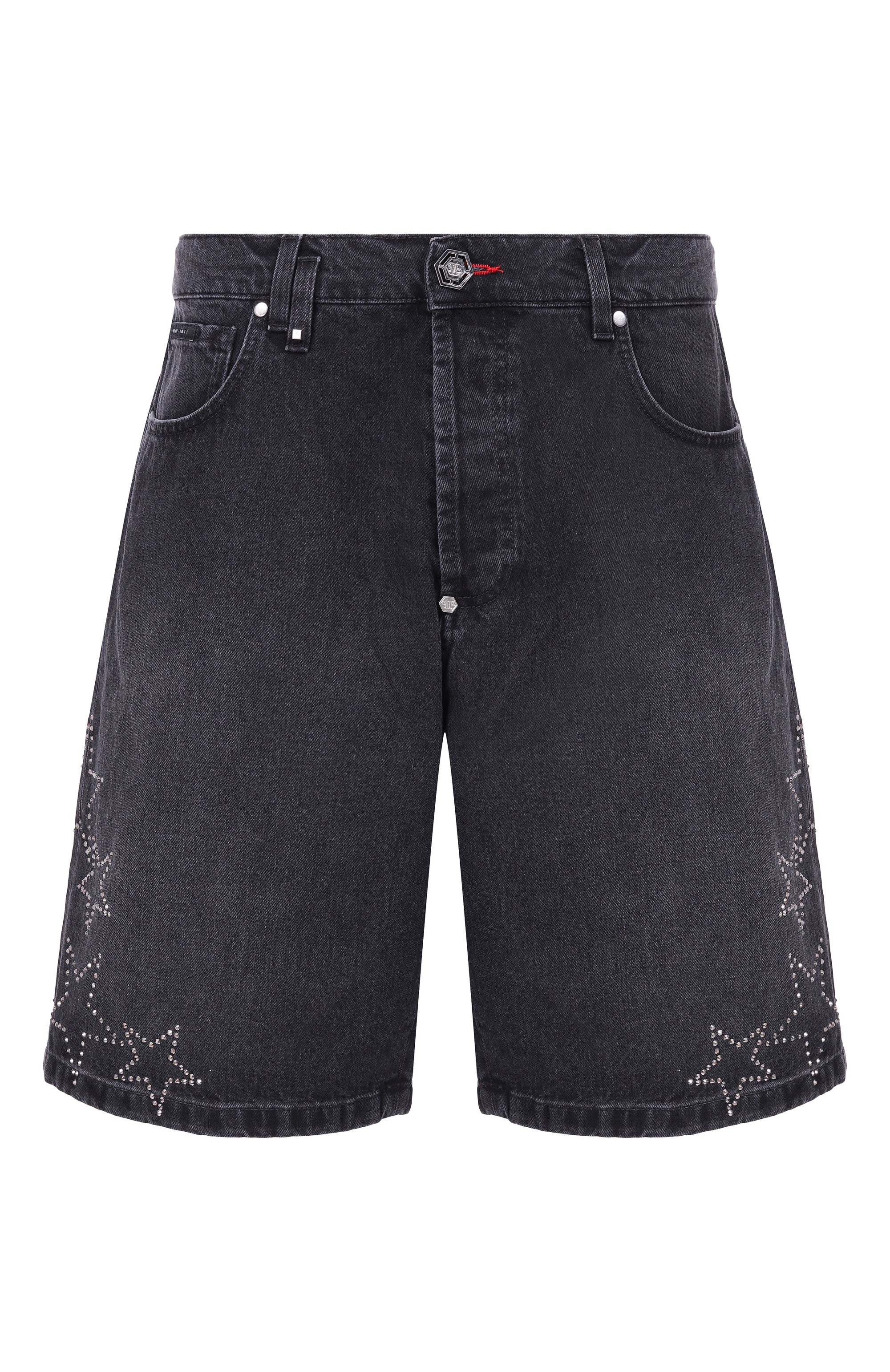 Джинсовые шорты PHILIPP PLEIN темно-серого цвета по цене 95600 руб., арт. SAFC MDT4273 PDE004N, фото 1 Джинсовые шорты PHILIPP PLEIN, арт. SAFC MDT4273 PDE004N, фото 1