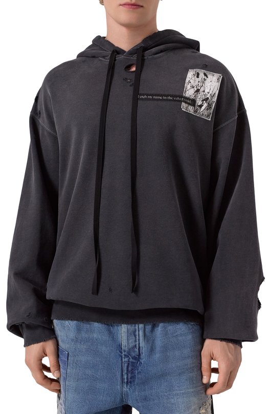 Хлопковое худи Ann Demeulemeester B0012871/FA640 Серый  B0012871/FA640 Фото 3