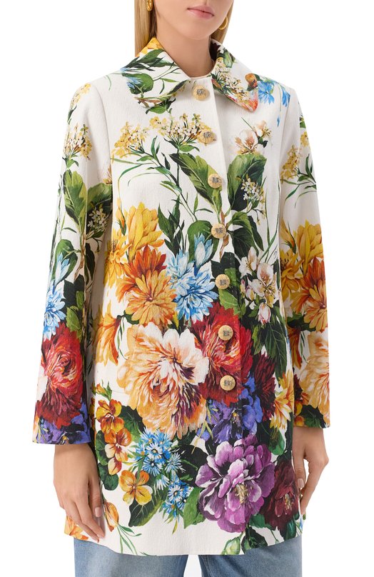Пальто из хлопка и вискозы Dolce & Gabbana F0W4ET/FSRQU Разноцветный  F0W4ET/FSRQU Фото 3