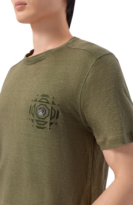 Льняная футболка Stefano Ricci MNH5104070/LN Зелёный  MNH5104070/LN Фото 5