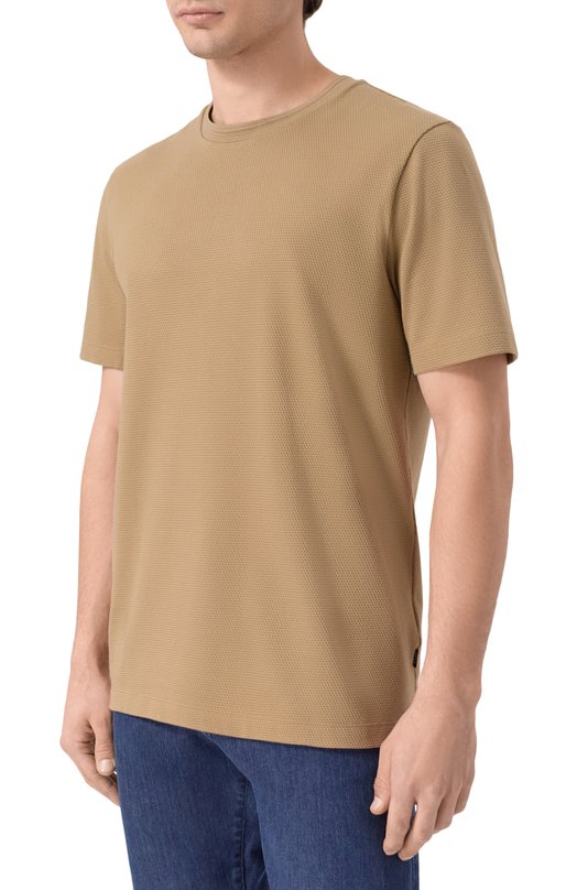 Хлопковая футболка BOSS 50452680 Бежевый  50452680 Фото 3