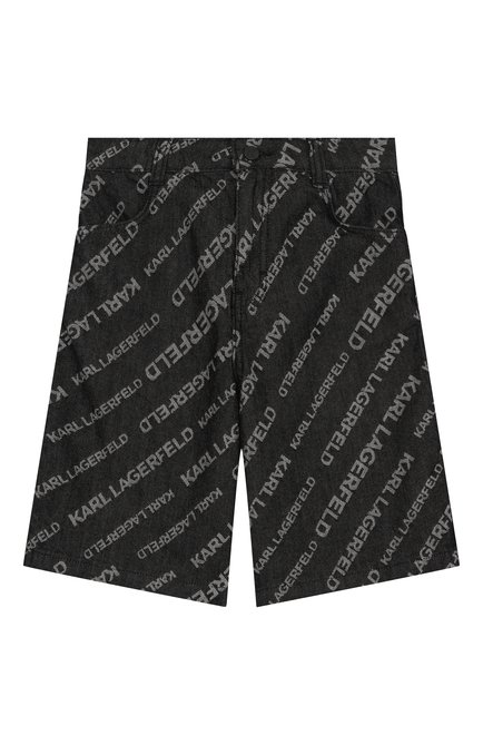 Детские джинсовые шорты KARL LAGERFELD KIDS темно-серого цвета, арт. Z30415 | Фото 1 (Нос: Не проставлено; Материал сплава: Проставлено; Материал внешний: Хлопок; Материал подклада: Синтетический материал)