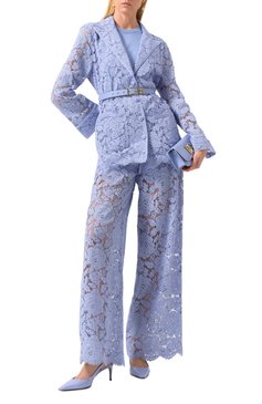 Женский жакет DOLCE & GABBANA голубого цвета, арт. F5R56T/HLM7L | Фото 2 (Материал сплава: Проставлено; Материал внешний: Вискоза, Хлопок; Женское Кросс-КТ: Блуза-одежда; Длина (для топов): Удлиненные; Рукава: Длинные; Принт: Без принта; Драгоценные камни: Проставлено; Стили: Романтичный; Кросс-КТ: костюм)