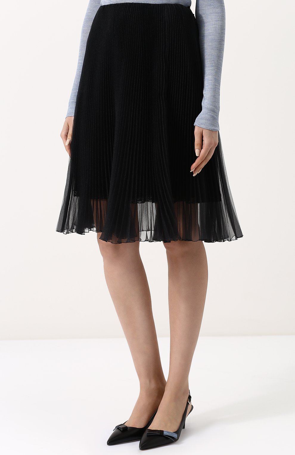 Однотонная плиссированная юбка-миди PRADA, арт. P147N-1QLQ-F0002, фото 3