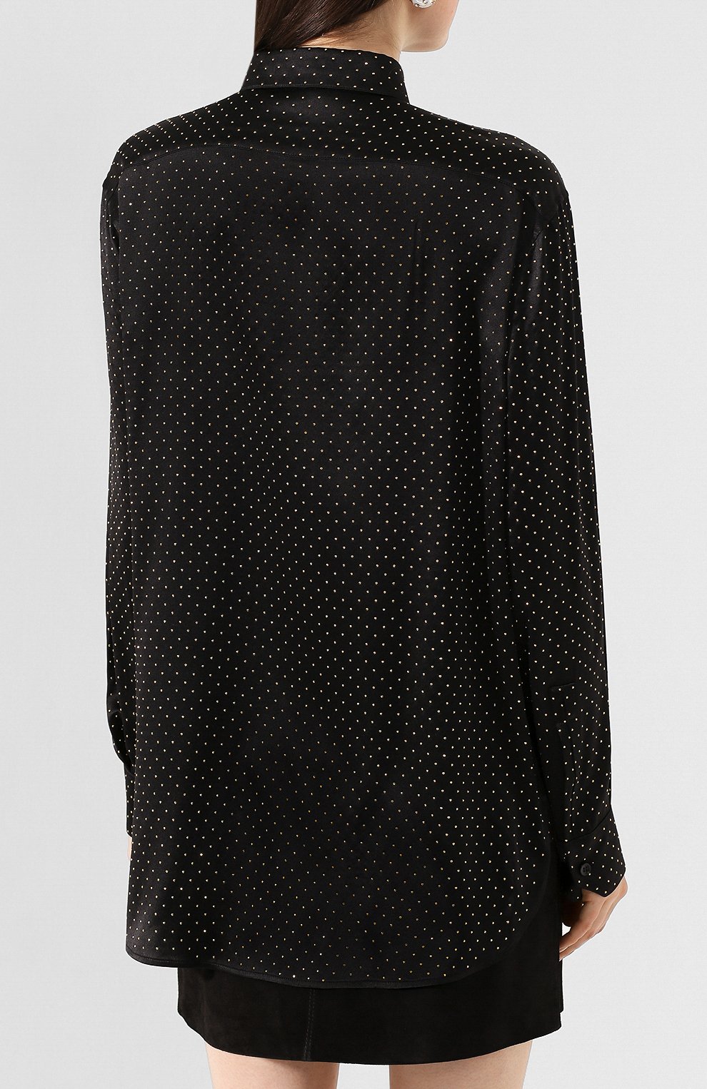 Шелковая рубашка SAINT LAURENT черного цвета по цене 168500 руб., арт. 611900/Y4A13, фото 4 Шелковая рубашка SAINT LAURENT, арт. 611900/Y4A13, фото 4