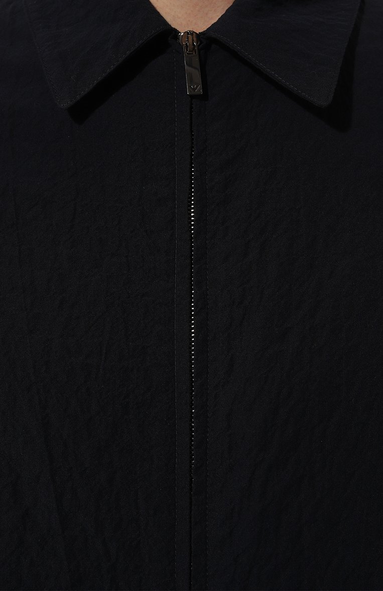 Мужская хлопковая куртка EMPORIO ARMANI темно-синего цвета, арт. E31G16/F1415 | Фото 5 (Материал сплава: Проставлено; Материал внешний: Хлопок; Драгоценные камни: Проставлено; Рукава: Длинные; Длина (верхняя одежда): Короткие; Кросс-КТ: Ветровки, Легкие; Стили: Кэжуэл)