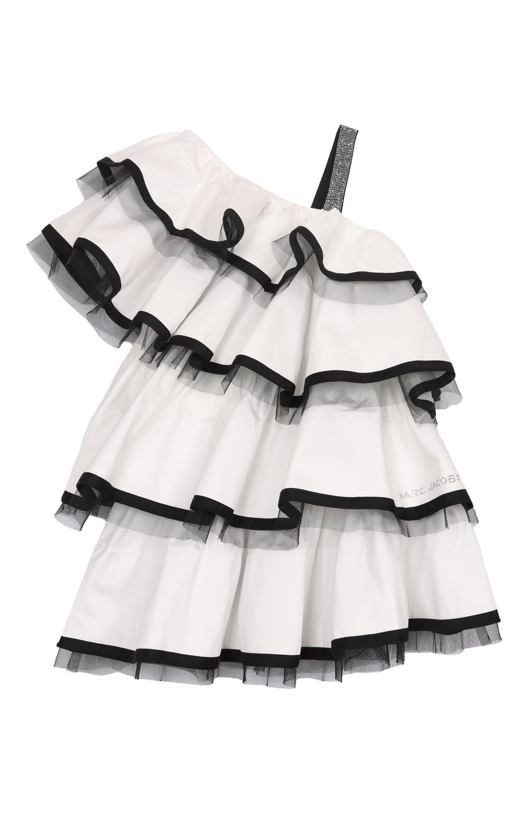 Детское хлопковое платье MARC JACOBS (THE) белого цвета, арт. W60502 | Фото 1 (Материал подклада: Хлопок; Материал внешний: Хлопок; Рукава: На бретелях, Без рукавов; Случай: Вечерний; Девочки Кросс-КТ: Платье-одежда; Автоматизация ТО: Проставлено; Автоматизация состава: Проставлено; Ростовка одежда: 3 года | 98 см, 7 лет | 122 см, 4 года | 104 см, 5 лет | 110 см, 12 лет | 152 см, 9 лет | 134 см)