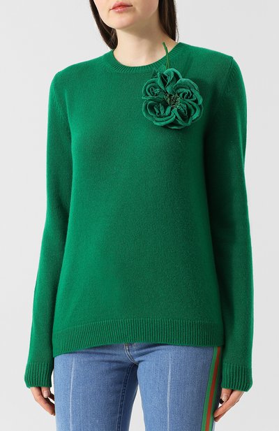 Однотонный пуловер из смеси шерсти и кашемира и декоративной отделкой GUCCI, арт. 526717/X9W70, фото 3