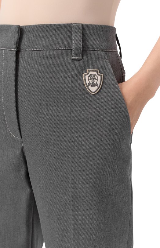 Хлопковые брюки Brunello Cucinelli MA126P8873 Серый  MA126P8873 Фото 5