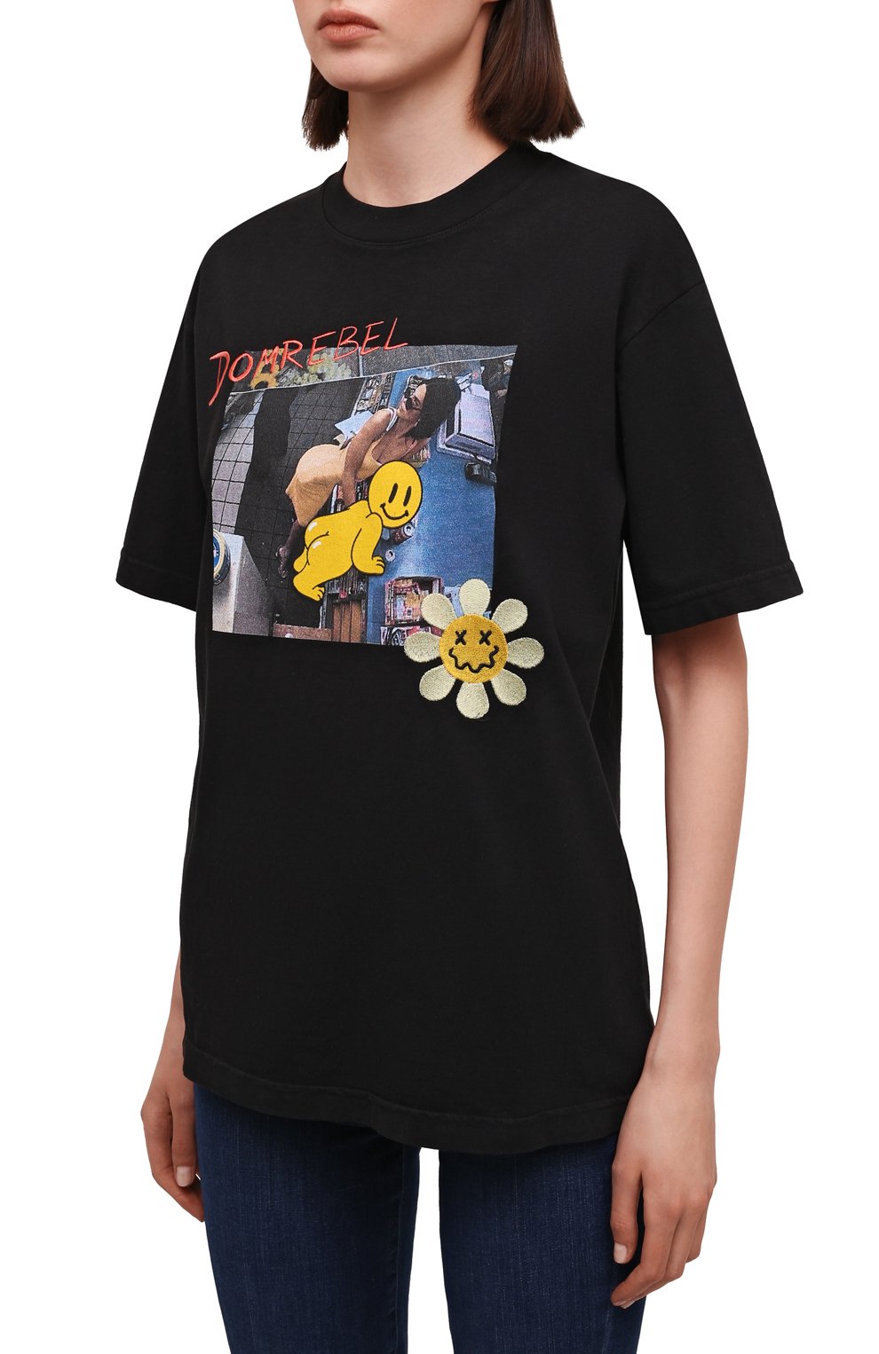 Хлопковая футболка DOMREBEL черного цвета по цене 14200 руб., арт. B00TY/0VER TEE/W, фото 3 Хлопковая футболка DOMREBEL, арт. B00TY/0VER TEE/W, фото 3
