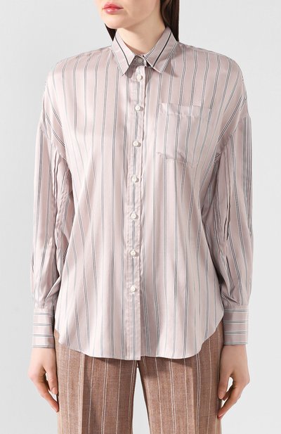 Шелковая рубашка BRUNELLO CUCINELLI серого цвета по цене 161500 руб., арт. MF774MY216, фото 3 Шелковая рубашка BRUNELLO CUCINELLI, арт. MF774MY216, фото 3