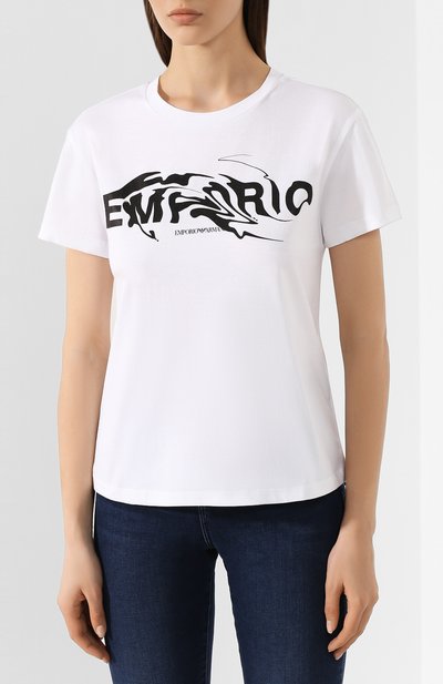 Хлопковая футболка EMPORIO ARMANI белого цвета по цене 11700 руб., арт. 3H2T7G/2J30Z, фото 3 Хлопковая футболка EMPORIO ARMANI, арт. 3H2T7G/2J30Z, фото 3