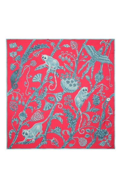 Шелковый платок lemur in red KIRILL OVCHINNIKOV красного цвета по цене 23100 руб., арт. 90\Lr, фото 3 Шелковый платок lemur in red KIRILL OVCHINNIKOV, арт. 90\Lr, фото 3