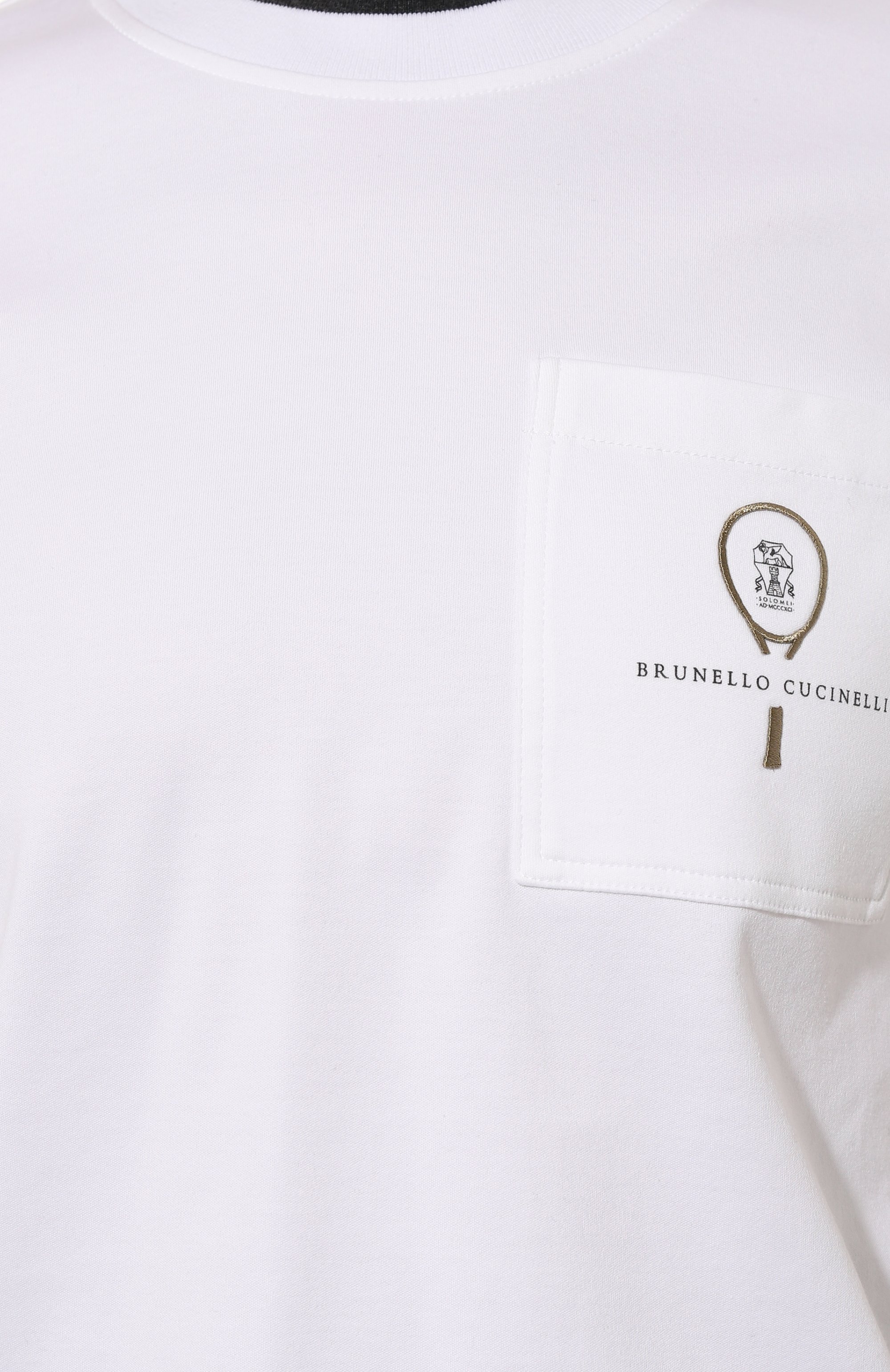 Хлопковая футболка BRUNELLO CUCINELLI белого цвета по цене 99450 руб., арт. ML824B1372, фото 5 Хлопковая футболка BRUNELLO CUCINELLI, арт. ML824B1372, фото 5