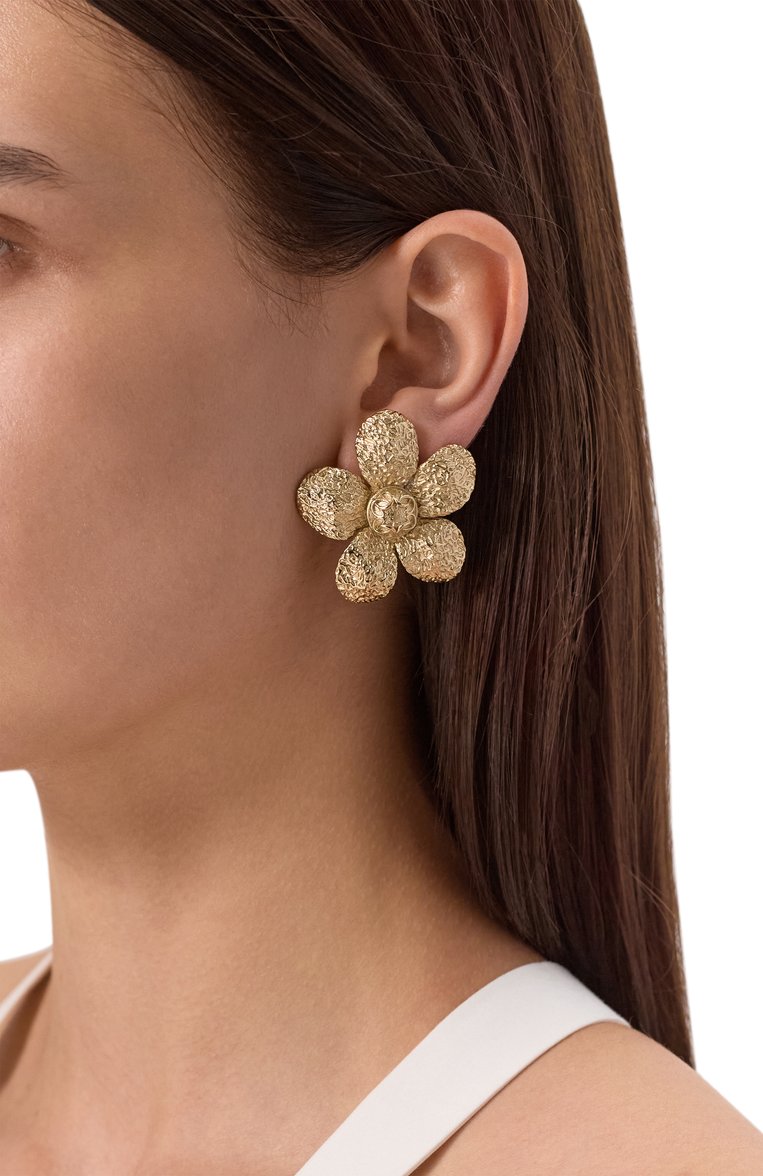 Женская клипсы ELIE SAAB золотого цвета, арт. EA008S25 | Фото 2 (Нос: Не проставлено; Автоматизация состава: Проставлено; Женское Кросс-КТ: Клипсы-серьги; Материал: Металл)