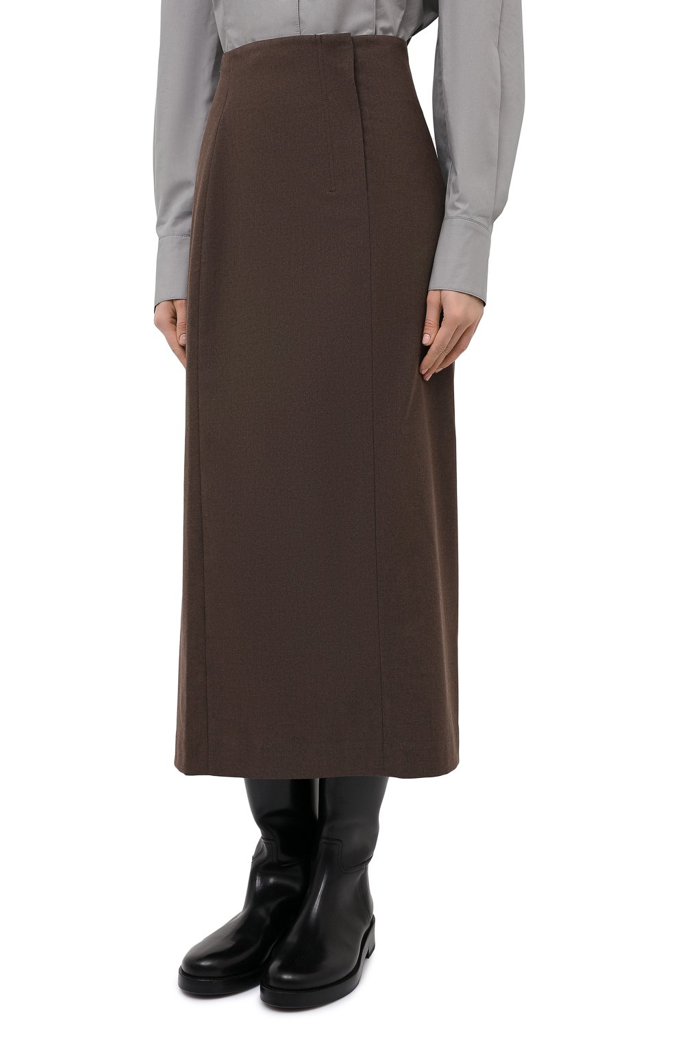 Юбка LOW CLASSIC коричневого цвета по цене 33350 руб., арт. L0W20FW_SK04BR, фото 3 Юбка LOW CLASSIC, арт. L0W20FW_SK04BR, фото 3