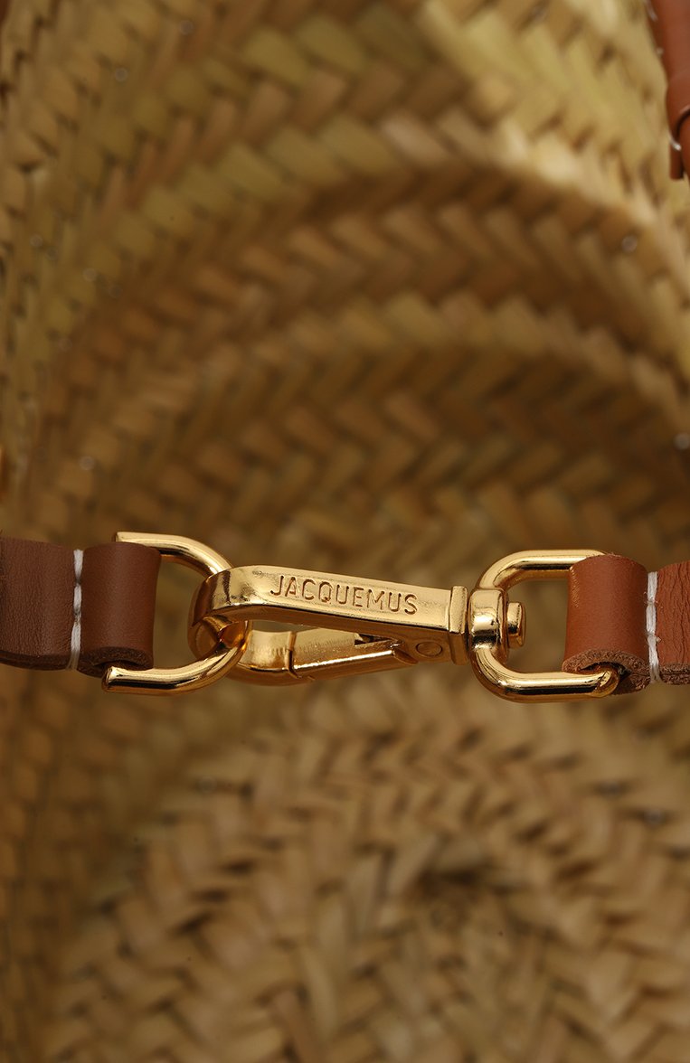 Женская сумка le panier soleil JACQUEMUS бежевого цвета, арт. 23E/223BA044-3072 | Фото 3 (Драгоценные камни: Проставлено; Материал сплава: Проставлено; Размер: medium; Материал: Рафия)