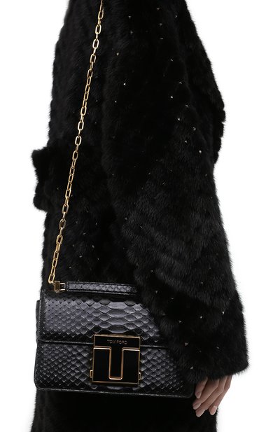Сумка из кожи питона TOM FORD черного цвета по цене 451500 руб., арт. L1385E-EPY005, фото 5 Сумка из кожи питона TOM FORD, арт. L1385E-EPY005, фото 5