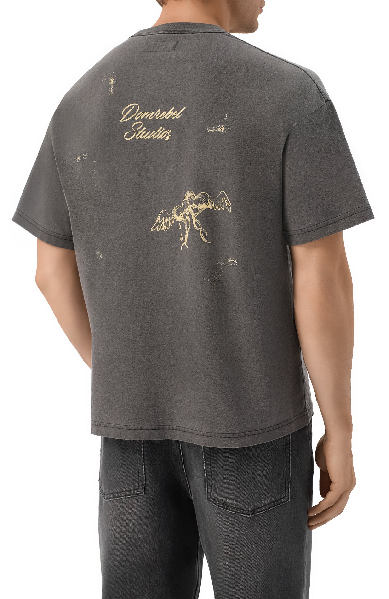 Хлопковая футболка DOMREBEL темно-серого цвета по цене 22100 руб., арт. M CHAUD/T-SHIRT, фото 4 Хлопковая футболка DOMREBEL, арт. M CHAUD/T-SHIRT, фото 4