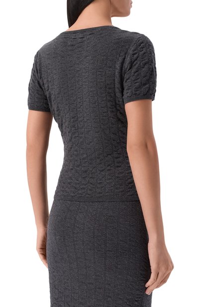 Шерстяной пуловер YUZEFI серого цвета по цене 33650 руб., арт. PARISSA-CREWNECK T0P, фото 4 Шерстяной пуловер YUZEFI, арт. PARISSA-CREWNECK T0P, фото 4