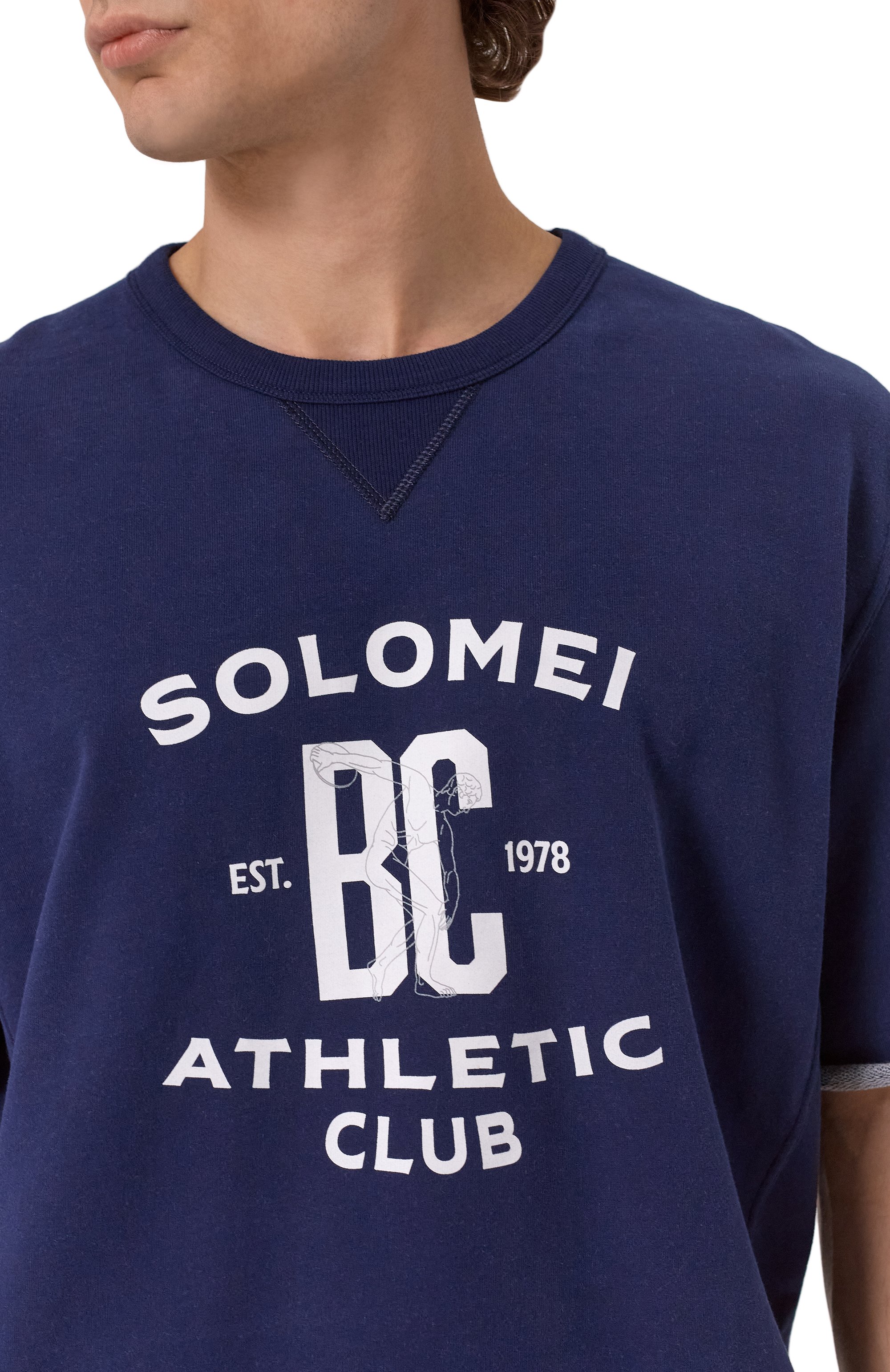 Хлопковый свитшот BRUNELLO CUCINELLI темно-синего цвета по цене 88800 руб., арт. MN05N3378G, фото 5 Хлопковый свитшот BRUNELLO CUCINELLI, арт. MN05N3378G, фото 5