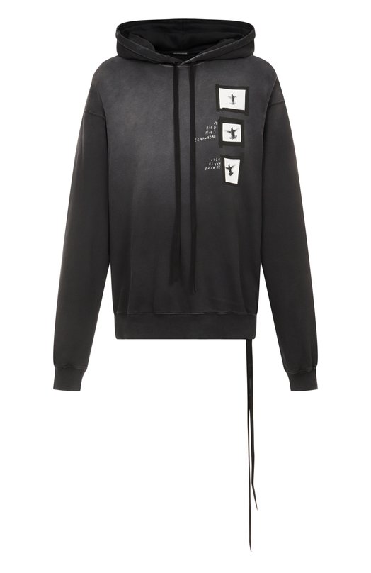 Хлопковое худи Ann Demeulemeester B0013212/FA639 Серый B0013212/FA639