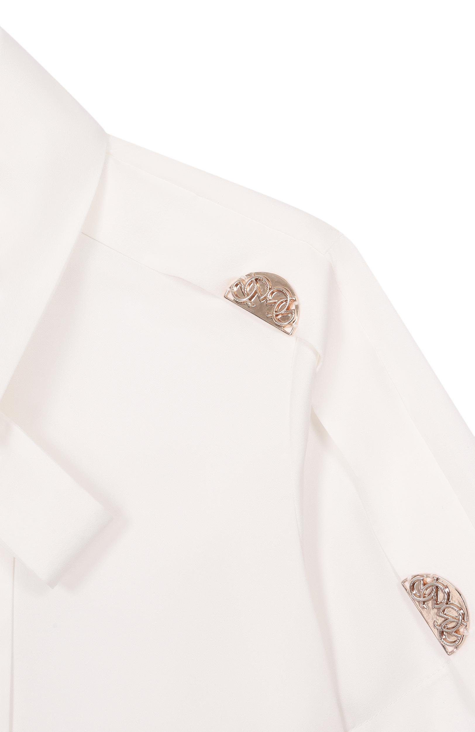 Хлопковая блузка ELIE SAAB JUNIOR молочного цвета по цене 35550 руб., арт. EFCA031/TS0724, фото 3 Хлопковая блузка ELIE SAAB JUNIOR, арт. EFCA031/TS0724, фото 3