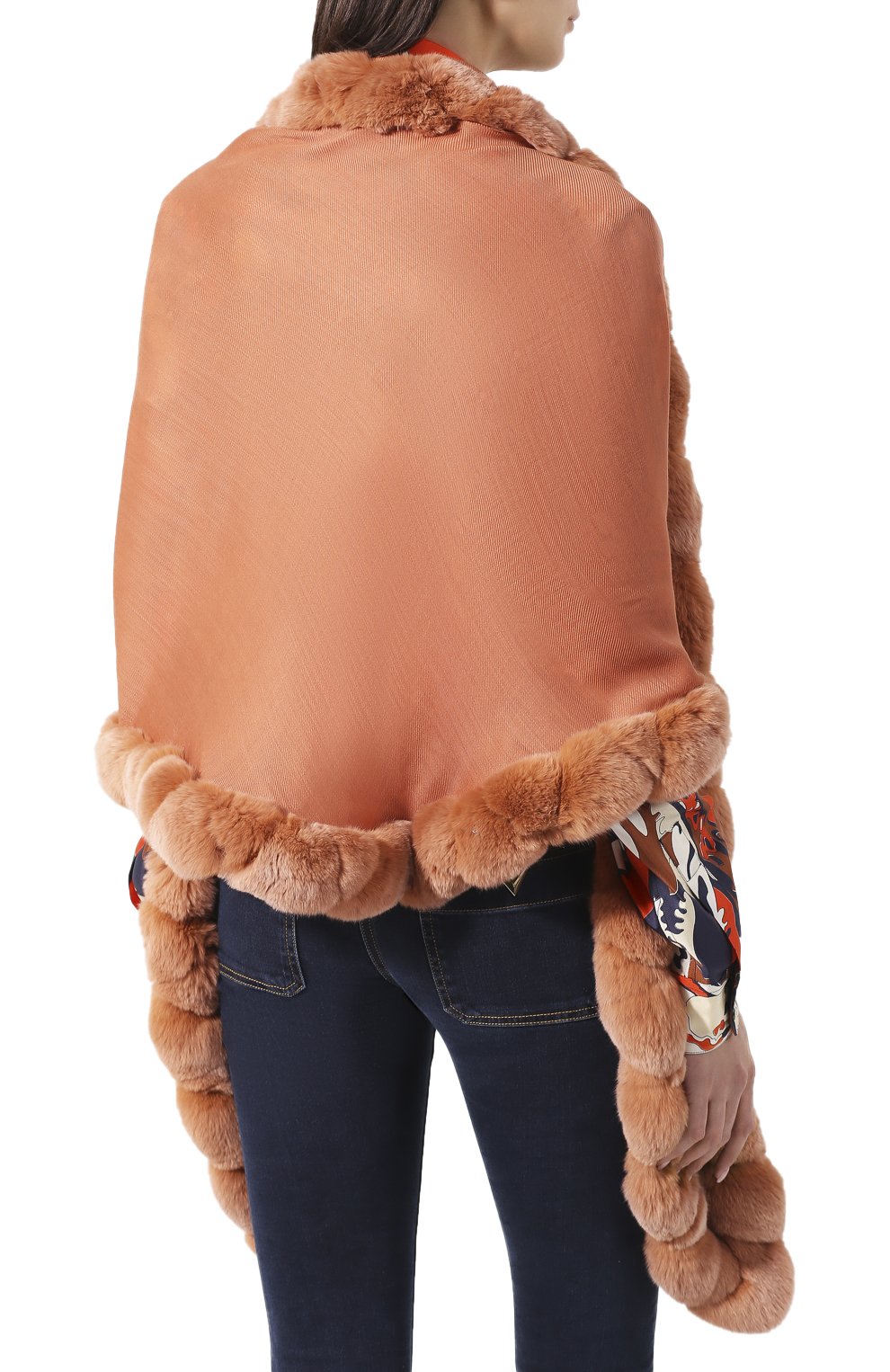 Кашемировая шаль с мехом шиншиллы LORO PIANA, арт. FAI8699, фото 4