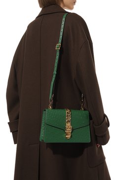 Сумка sylvie small из кожи страуса GUCCI, арт. 524405 GZPBG, фото 2