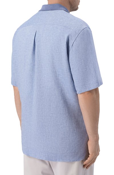 Льняная рубашка CORTIGIANI голубого цвета по цене 84150 руб., арт. 4AC612, фото 4 Льняная рубашка CORTIGIANI, арт. 4AC612, фото 4