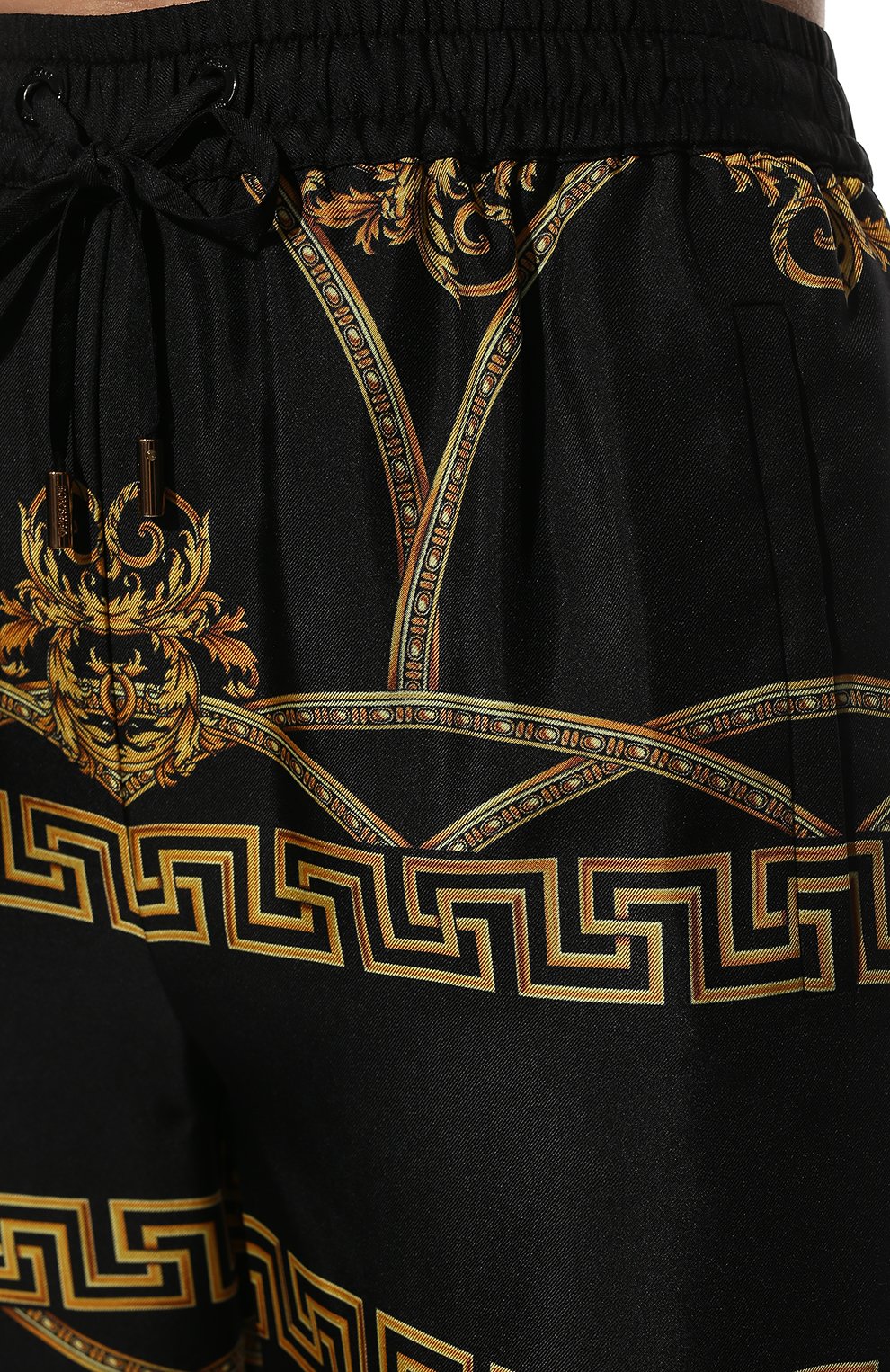 Шелковые брюки VERSACE черного цвета по цене 151500 руб., арт. 1003467/1A03065, фото 5 Шелковые брюки VERSACE, арт. 1003467/1A03065, фото 5