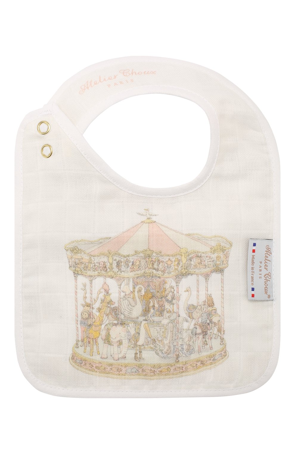 Хлопковый нагрудник ATELIER CHOUX, арт. SMALL BIB-CAR0USSEL-G0LD SNAPS, фото 2