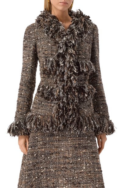 Шерстяной жакет GIAMBATTISTA VALLI коричневого цвета по цене 463500 руб., арт. 25FWSVCA6038/77GR0, фото 3 Шерстяной жакет GIAMBATTISTA VALLI, арт. 25FWSVCA6038/77GR0, фото 3