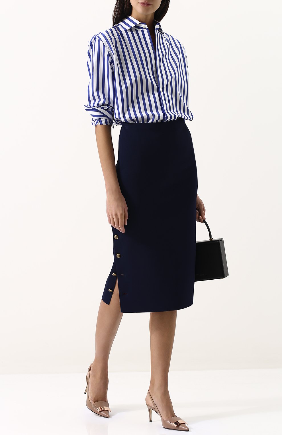 Однотонная юбка-карандаш RALPH LAUREN темно-синего цвета по цене 199500 руб., арт. 290705776, фото 2 Однотонная юбка-карандаш RALPH LAUREN, арт. 290705776, фото 2
