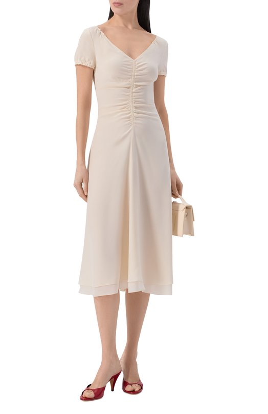 Шелковое платье Gooroo D075-2006-101-SS26 Кремовый  D075-2006-101-SS26 Фото 2