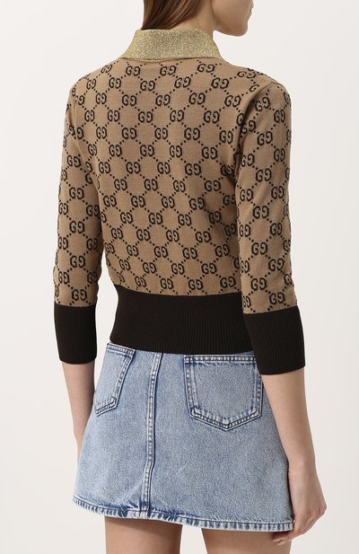 Пуловер с отложным воротником и укороченным рукавом GUCCI, арт. 501252/X9Q05, фото 4