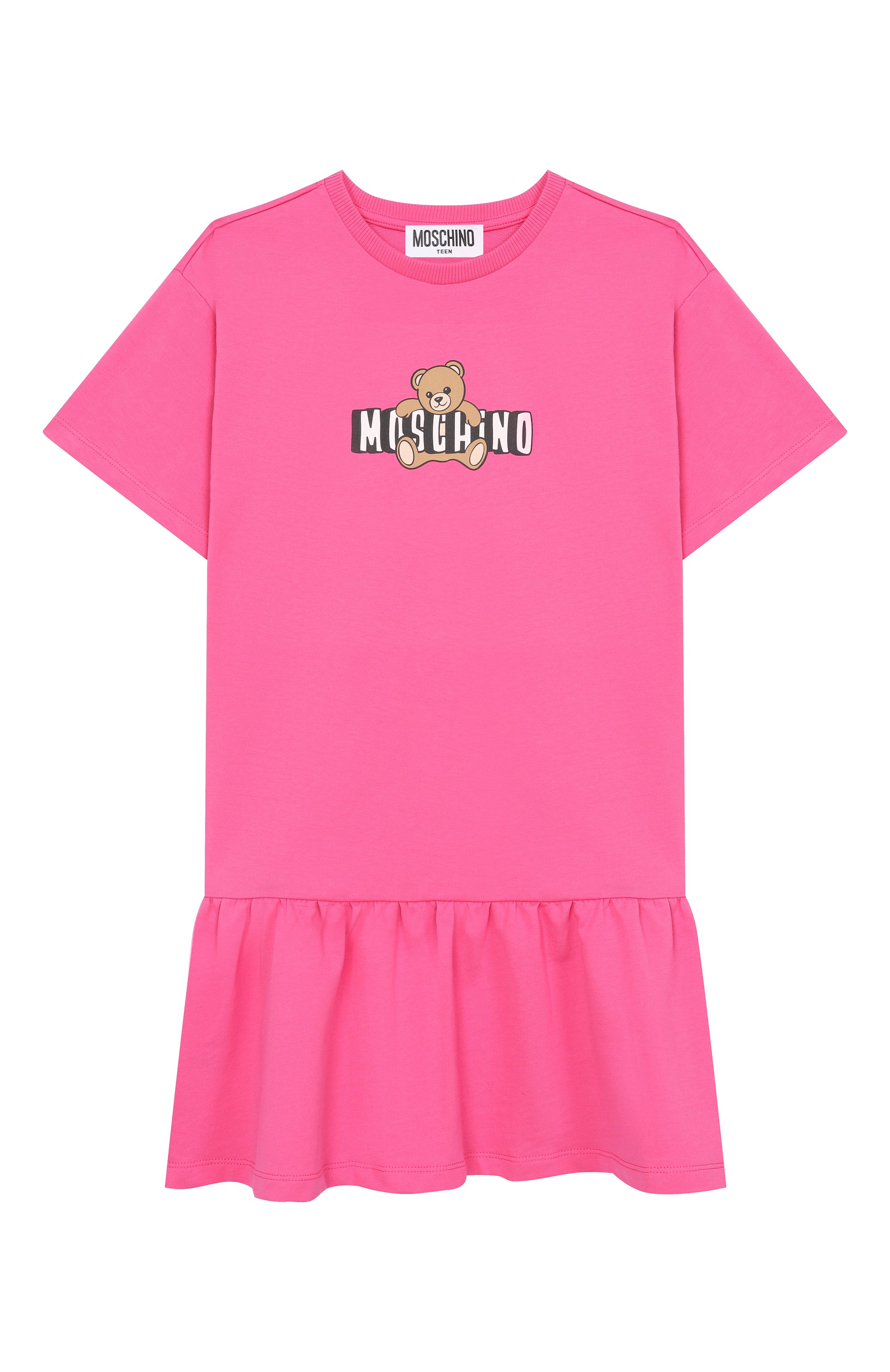 Хлопковое платье MOSCHINO фуксия цвета по цене 11750 руб., арт. HDV0HL/LCA19, фото 1 Хлопковое платье MOSCHINO, арт. HDV0HL/LCA19, фото 1