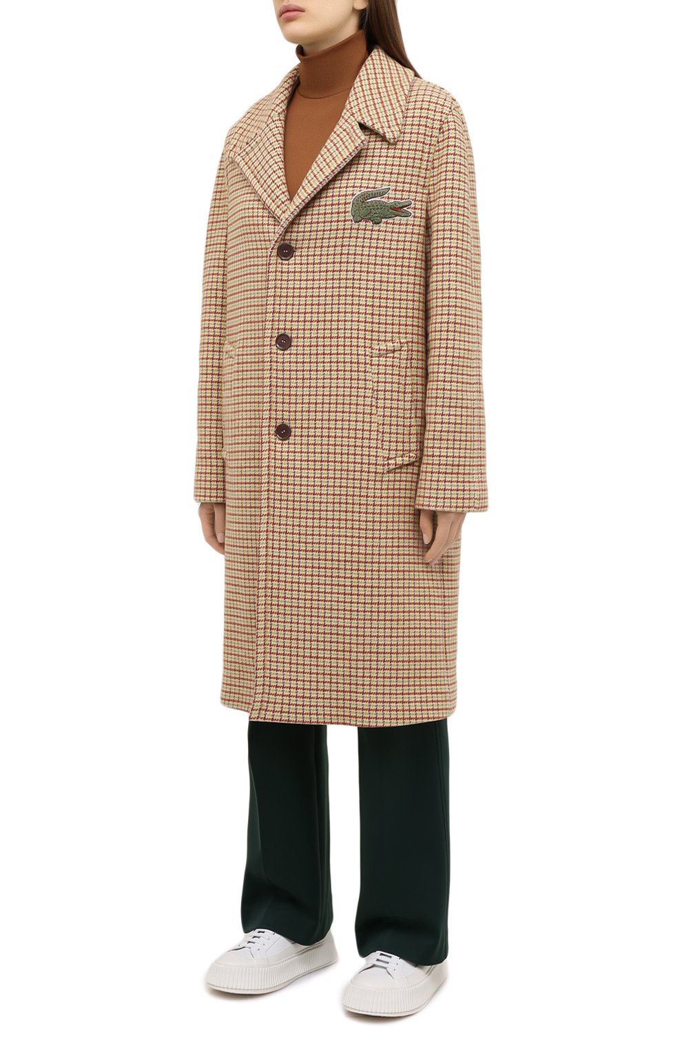 Шерстяное пальто LACOSTE кремового цвета по цене 113810 руб., арт. BH3048, фото 3 Шерстяное пальто LACOSTE, арт. BH3048, фото 3