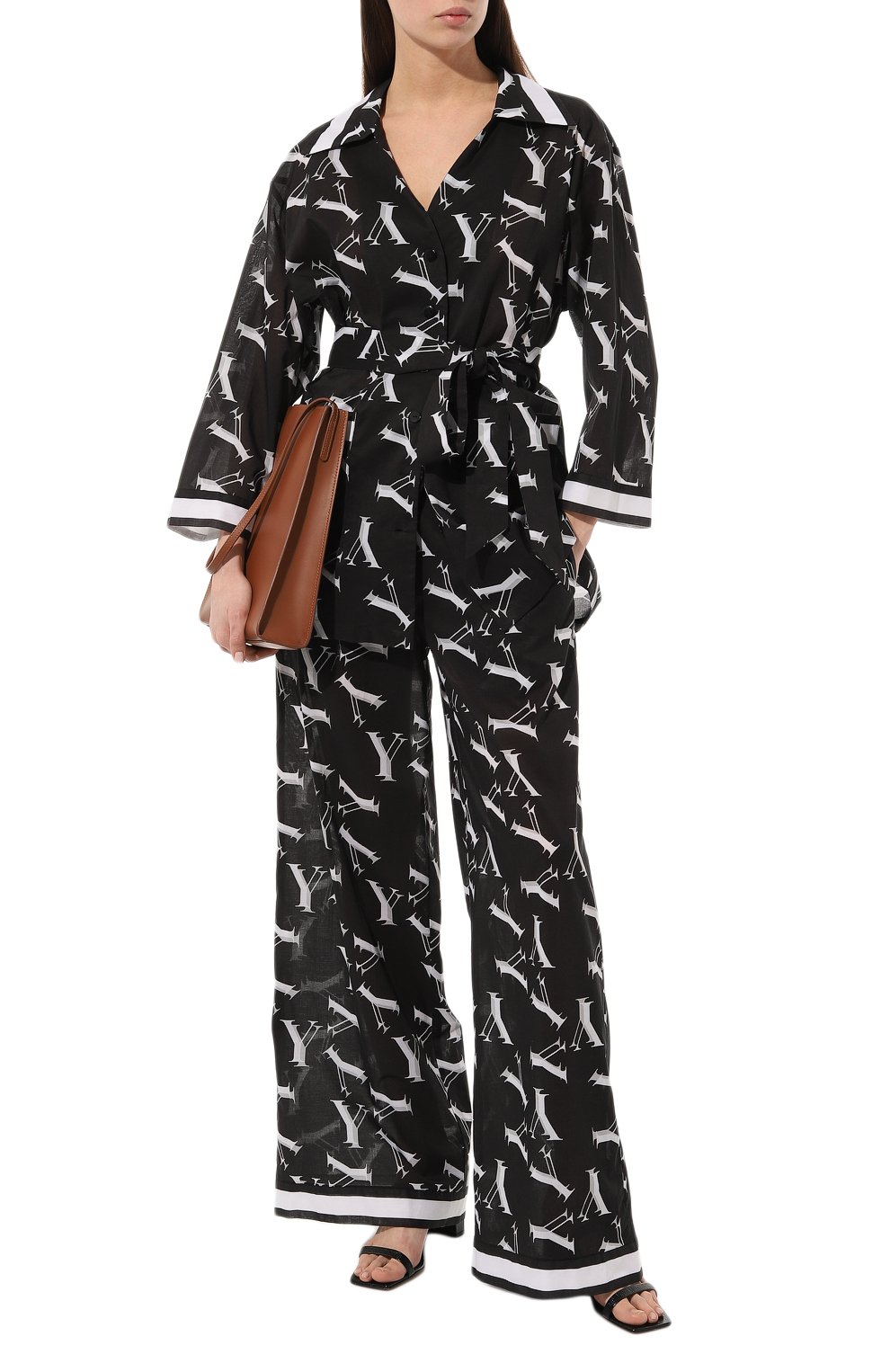 Хлопковые брюки YANINA черного цвета по цене 65830 руб., арт. 0-2482A, фото 2 Хлопковые брюки YANINA, арт. 0-2482A, фото 2