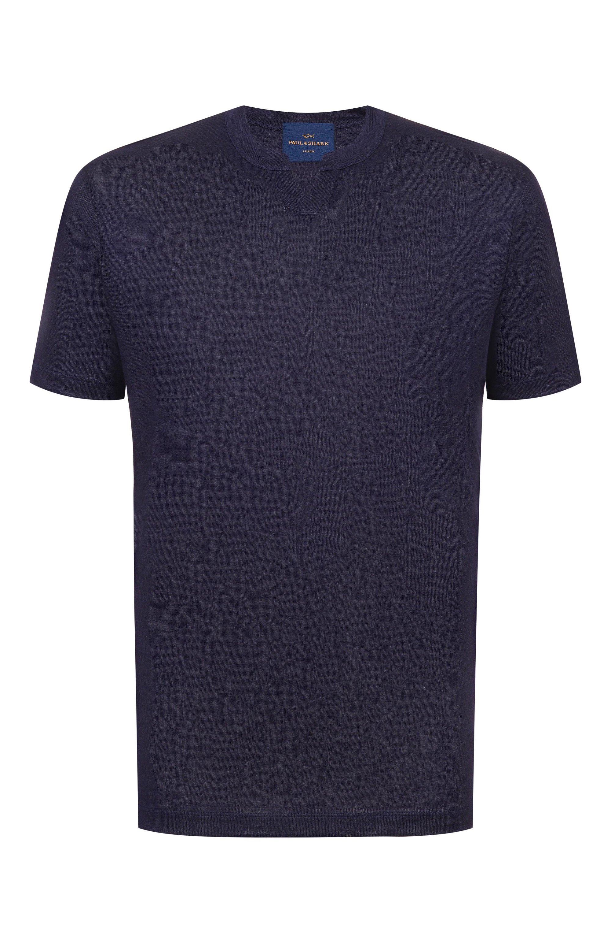 Льняная футболка PAUL&SHARK темно-синего цвета по цене 49950 руб., арт. 26411050_001, фото 1 Льняная футболка PAUL&SHARK, арт. 26411050_001, фото 1
