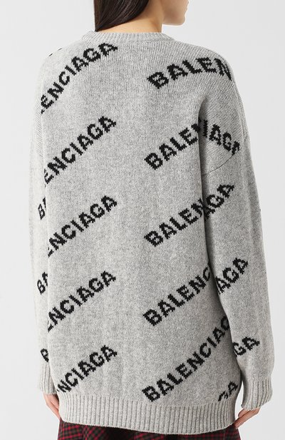 Шерстяной пуловер с круглым вырезом и логотипом бренда BALENCIAGA, арт. 529206/T1473, фото 4