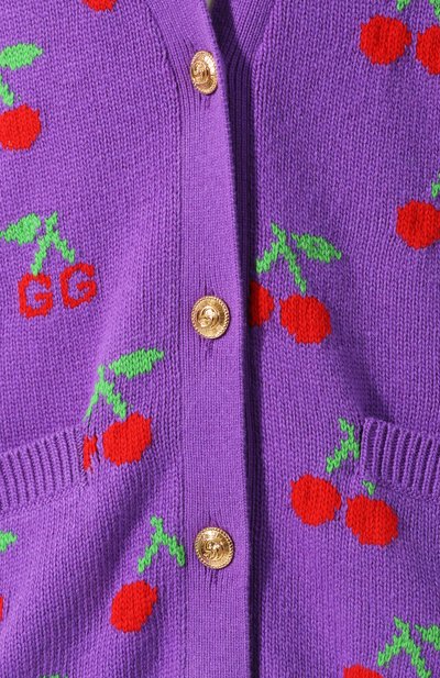 Шерстяной кардиган GUCCI фиолетового цвета по цене 285120 руб., арт. 579932/XKAWB, фото 5 Шерстяной кардиган GUCCI, арт. 579932/XKAWB, фото 5