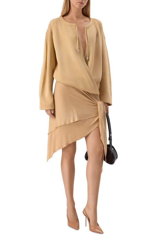 Платье из вискозы и хлопка Diesel A19230/0IKCJ Бежевый  A19230/0IKCJ Фото 2