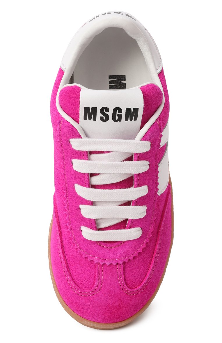 Детские замшевые кеды MSGM KIDS фуксия цвета, арт. 79821/VAR4/28-35 | Фото 4 (Материал внутренний: Натуральная кожа; Нос: Не проставлено; Материал внешний: Натуральная кожа, Замша; Мальчики Кросс-КТ: Обувь-низкие)