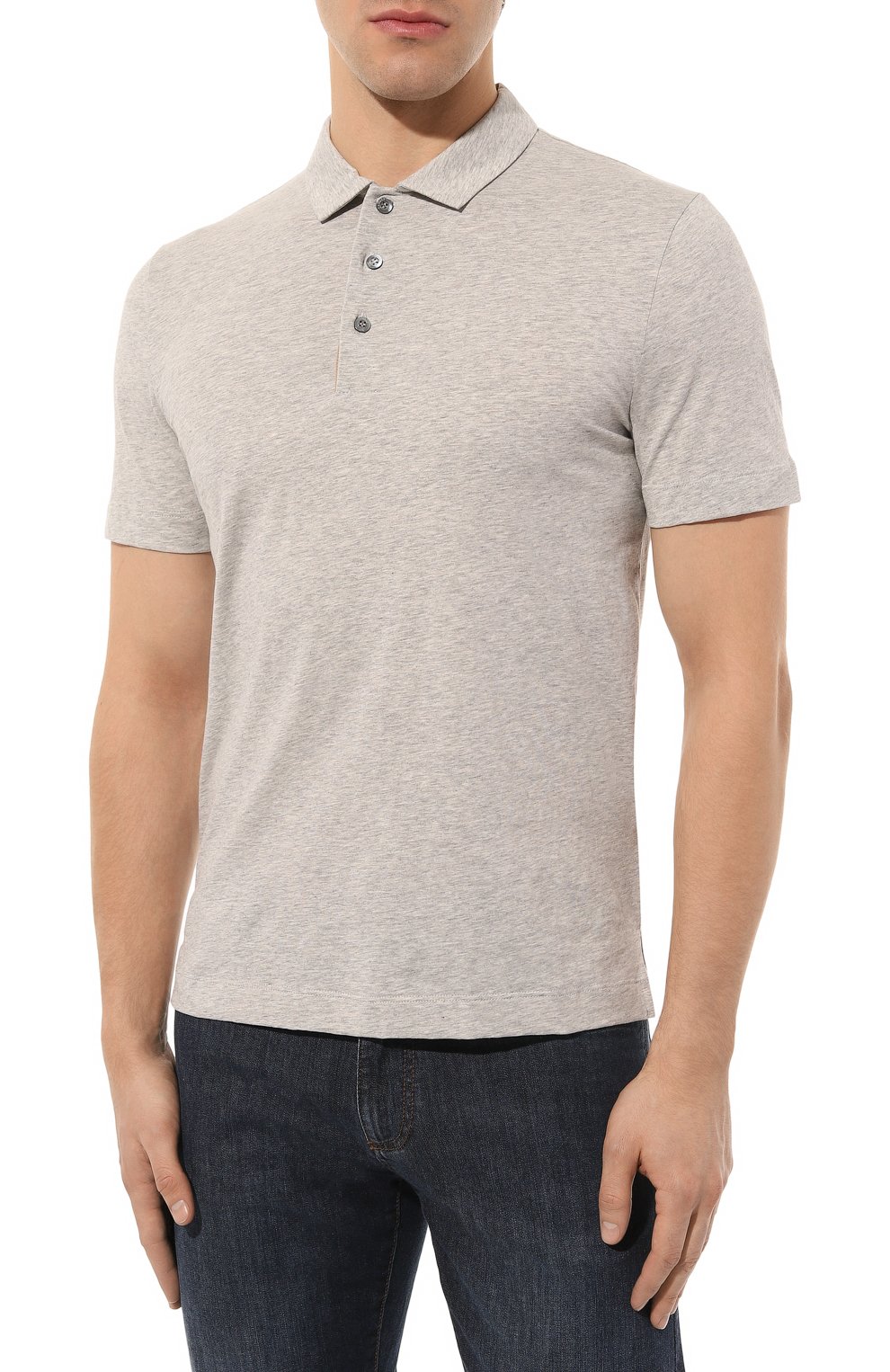 Хлопковое поло CANALI светло-серого цвета по цене 32350 руб., арт. T0238/MJ01495, фото 3 Хлопковое поло CANALI, арт. T0238/MJ01495, фото 3