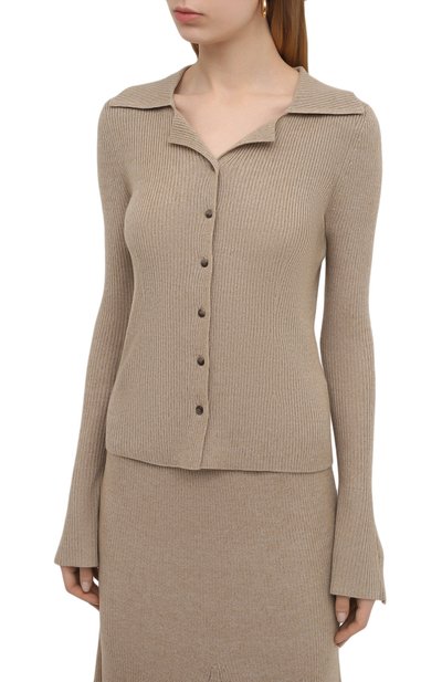 Шерстяной кардиган NANUSHKA бежевого цвета по цене 35650 руб., арт. SID_BEIGE_MELANGE W00L KNIT, фото 3 Шерстяной кардиган NANUSHKA, арт. SID_BEIGE_MELANGE W00L KNIT, фото 3