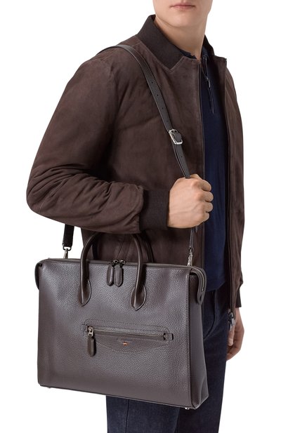 Портфель SANTONI темно-коричневого цвета по цене 97350 руб., арт. UFBGA2715EN-AVGP, фото 2 Портфель SANTONI, арт. UFBGA2715EN-AVGP, фото 2