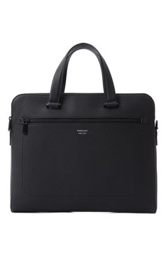Мужской портфель FERRAGAMO черного цвета, арт. 240133/740811 | Фото 1 (Материал сплава: Проставлено; Ремень/цепочка: На ремешке; Материал: Натуральная кожа; Размер: large; Драгоценные камни: Проставлено; Сумки-технические: Портфели)